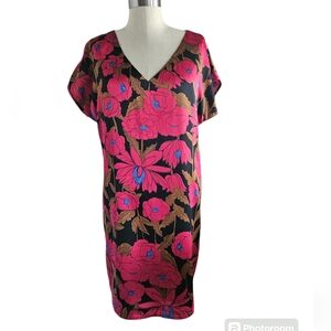 NWT FOREVER21 Bold Red Floral Silky Shift Dress | SZ M